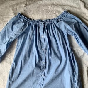 NEW BOBEAU OFF SHOULDER  button SHIRT DRESS SMALL